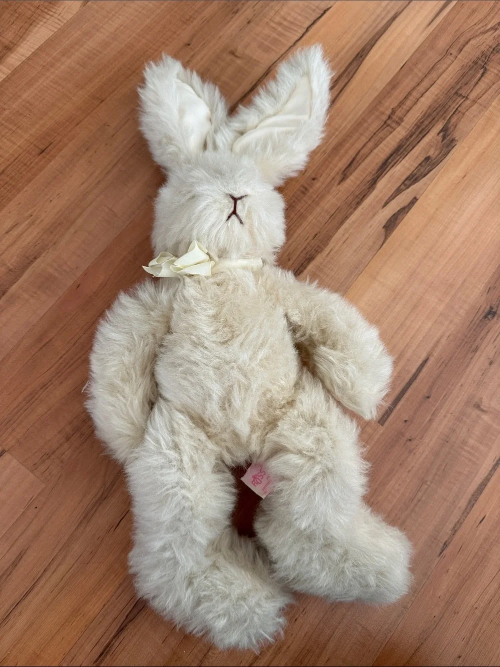 Russ Berrie MAGNOLIA Plush Stuffed Animal Cream Bunny Rabbit with Ribbon Accent